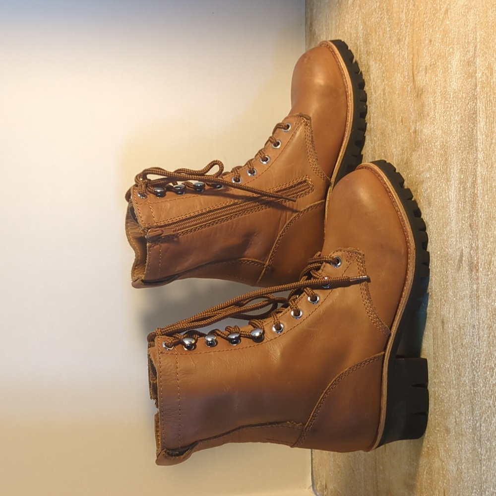 New Free People X Jeffrey Campbell Lucca Brown Leather Hiker Boots Size 7 - Picture 3 of 6